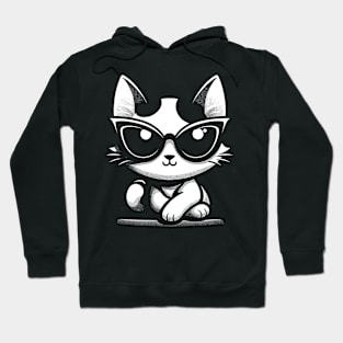 Retro Cat in Sunglasses Novelty Funny Cat Hoodie